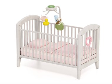 Bebek beşiği beyaz arka planda izole edilmiş. 3B illüstrasyon.