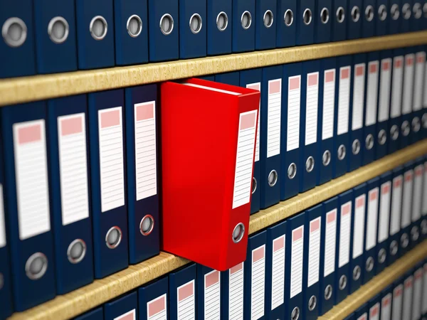 Red folder in the shelf — Stock Photo, Image