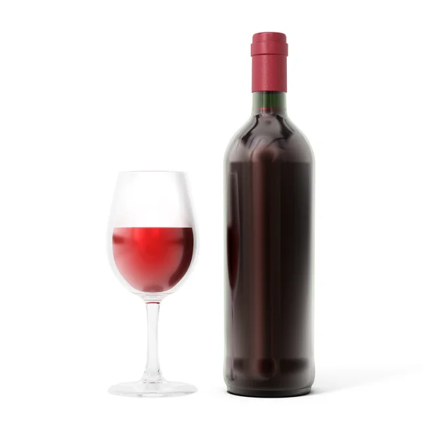 Botella de vino y vidrio — Foto de Stock