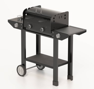 Beyaz arka planda izole edilmiş ızgara. 3B illüstrasyon.