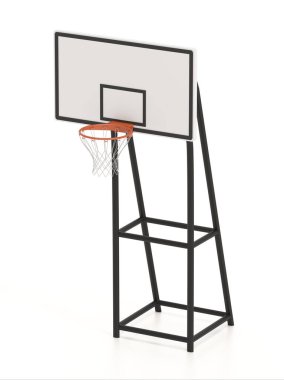 Basketbol potası beyaz arka planda izole edilmiş. 3B illüstrasyon.