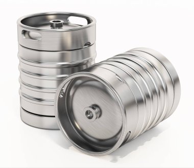 Bira fıçısı beyaz arka planda izole edilmiş. 3B illüstrasyon.