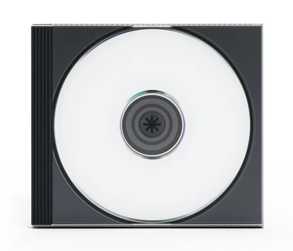 Caixa de CD ou DVD com mídia em branco isolada em fundo branco — Fotografia de Stock