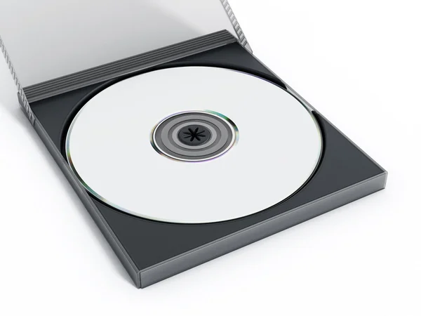 Caixa de CD ou DVD com mídia em branco isolada em fundo branco — Fotografia de Stock