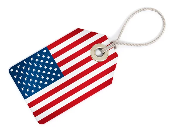 USA vlag op geïsoleerde tag — Stockfoto