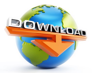Download metin ve dünya önünde ok