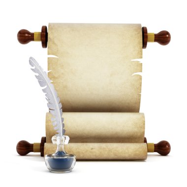 Parşömen, tüy ve mürekkep