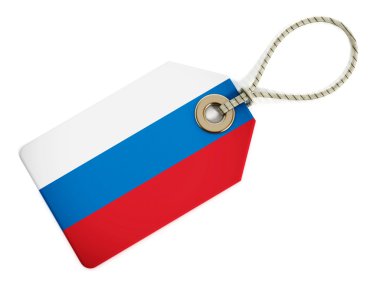 İzole etiketteki Rus bayrağı