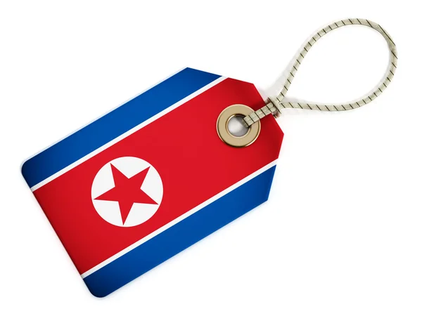 孤立したタグに北朝鮮国旗 — ストック写真