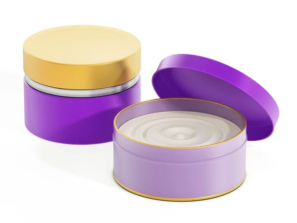 Moisturizer cream in purple container — Stock Photo, Image