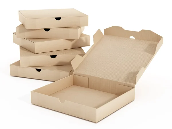 Изолированные коробки для пиццы — стоковое фото