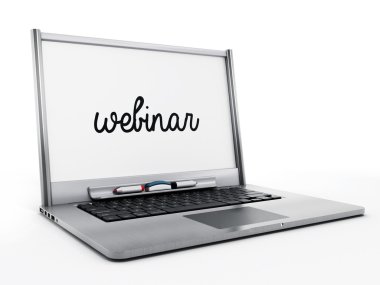 Dizüstü bilgisayar ile kelime webinar ile beyaz tahta