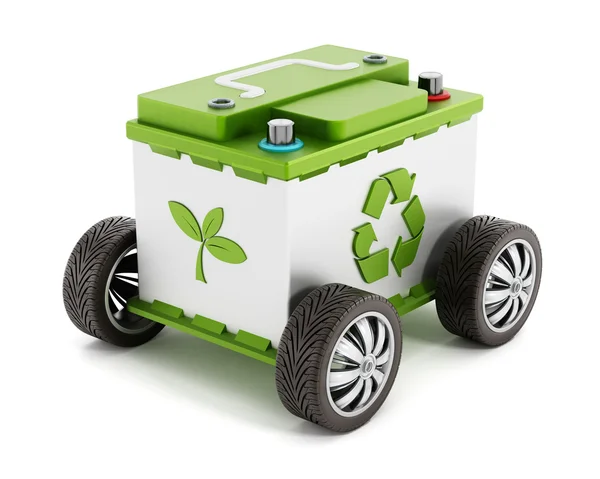 Recyclable car battery with tyres — Stock Photo, Image