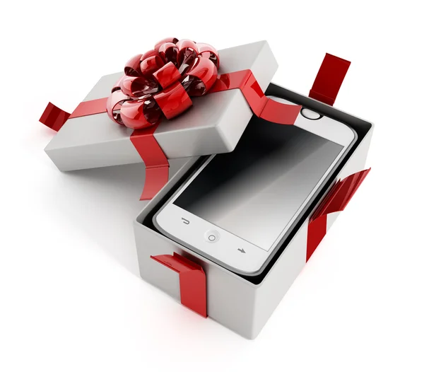 Smartphone inside giftbox — Stock Photo, Image