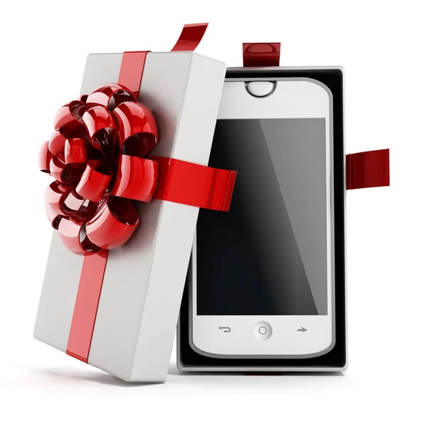 Smartphone all'interno della scatola regalo — Foto Stock