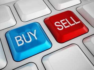 Satın almak ve satmak beyaz klavye tuşları