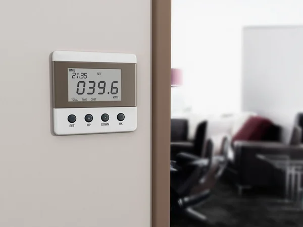 Wall mounted energy meter beside the room entrance — Stock Photo, Image