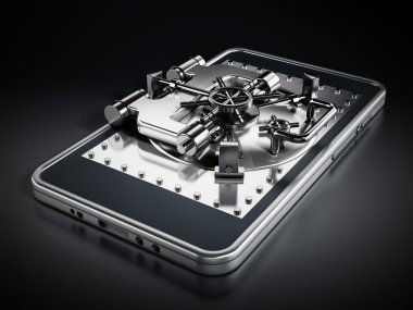 Gümüş tonozlu emniyet kapı smartphone ekranında