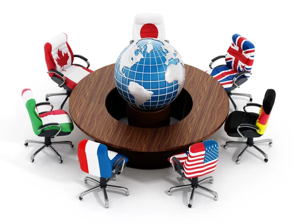Banderas del país G7 en sillas de oficina — Foto de Stock
