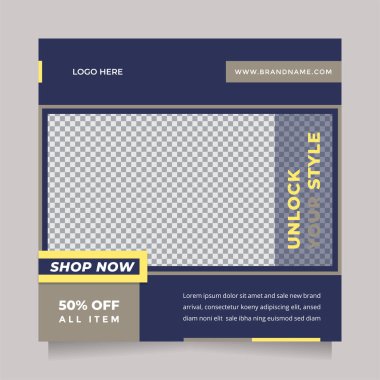 Dijital pazarlama için yaratıcı tasarım sosyal medya postası ve web afişi şablonu. Düzenlenebilir promosyon tasarımı marka moda