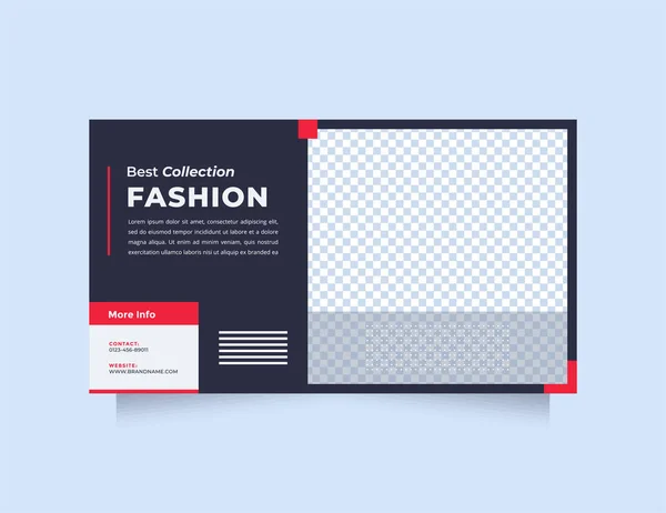 为数字促销设计了最小化和创造性的网页横幅模板 时尚与现代蓝色红色设计社交媒体横幅特别是时尚产品 — 图库矢量图片