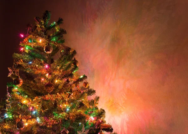 Fundo de natal, árvore de natal decorada — Fotografia de Stock