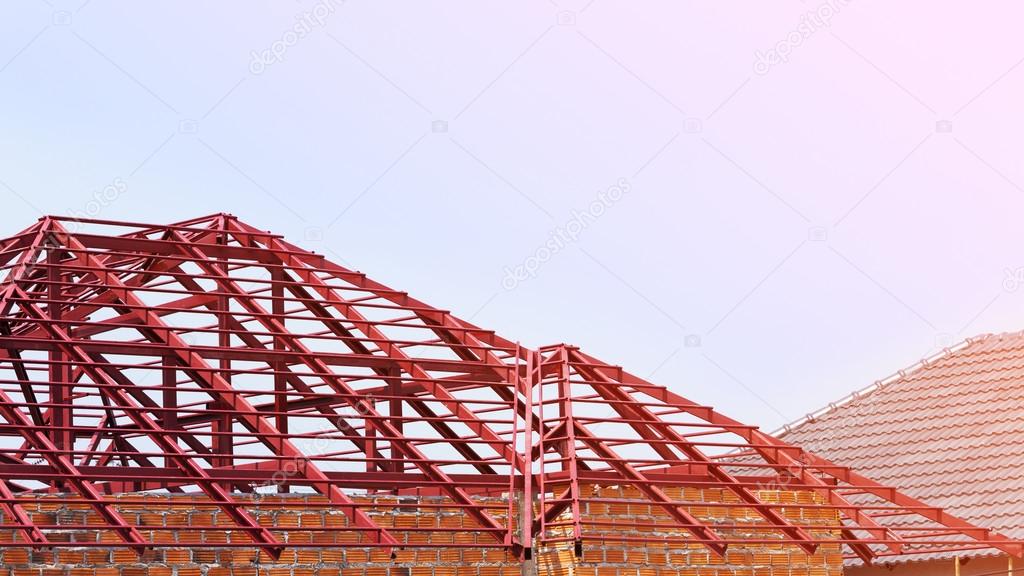 structural steel beam on roof of building residential