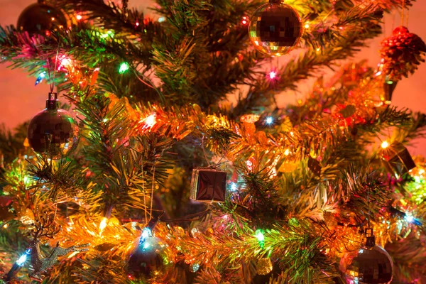 Fondo de Navidad, árbol de Navidad decorado —  Fotos de Stock
