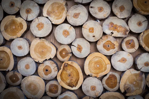 Piccolo pezzo di tronchi di legno utilizzato per interni decorati di design — Foto Stock