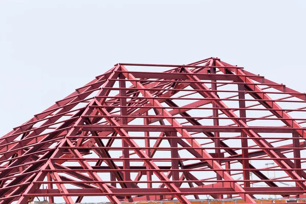 Structural steel beam on roof of building residential — Stock Photo, Image