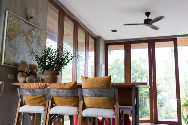 living room interior decoration cafe coffee with wooden bar