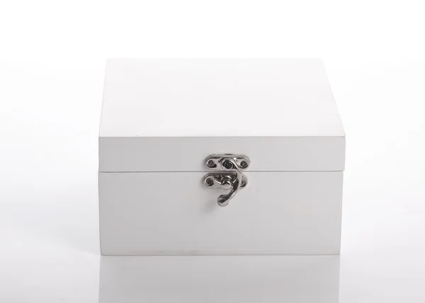 Boîte en bois blanc emballage de produit utilisé — Photo
