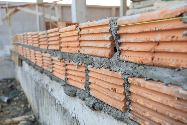Brick block in residential construction site — Stock Photo, Image