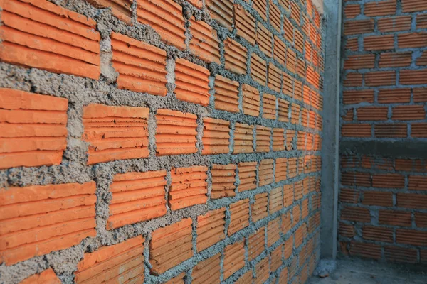 Bloque de ladrillo en el sitio de construcción residencial —  Fotos de Stock