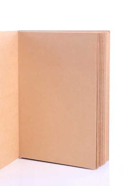 Livro aberto papel em branco no fundo branco — Fotografia de Stock