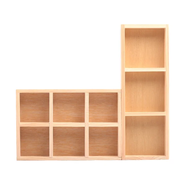 Wood shelves isolated on white background — Stock Photo, Image