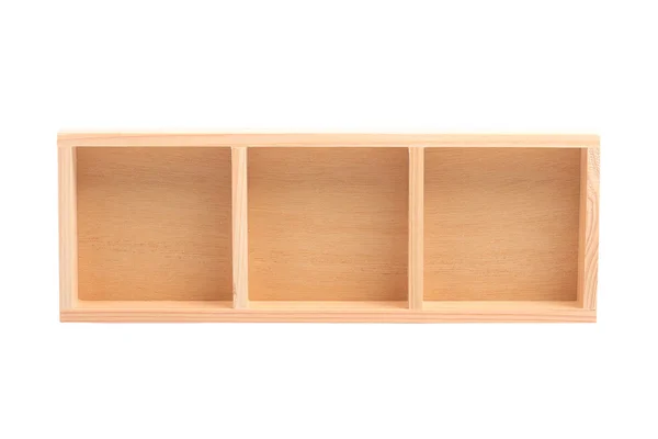 Caixa de madeira isolada no fundo branco — Fotografia de Stock