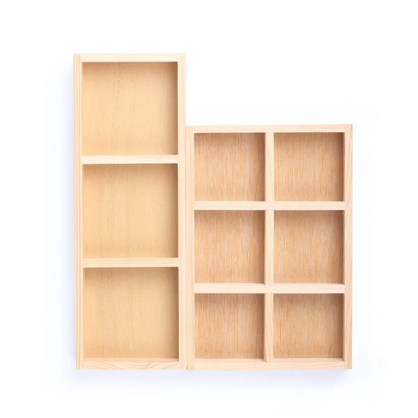 木製の棚に孤立した白い背景 — ストック写真