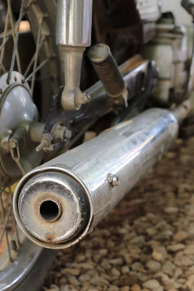 Old motorcycle exhaust pipe dirty — Stock Photo, Image