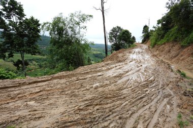Yol çamurlu backcountry kırsal ıslak