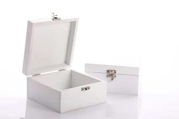 Caixa de madeira branca da embalagem do produto — Fotografia de Stock