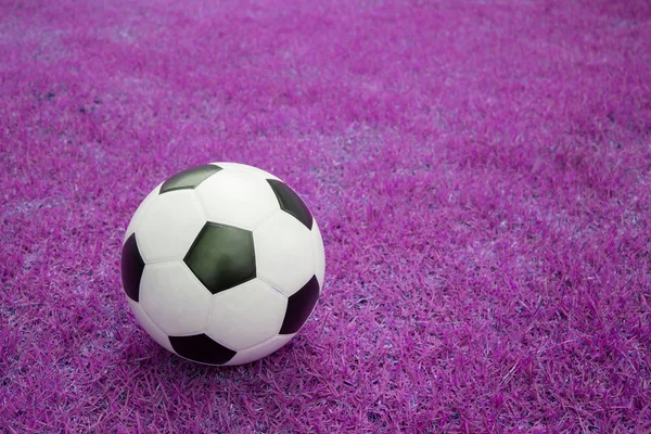 soccer ball on pink grass