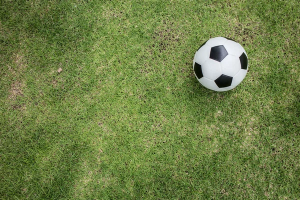 Pelota de fútbol sobre hierba verde — Foto de Stock