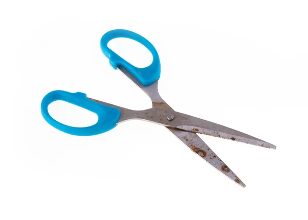 Blue scissors rusty isolated — Stock Photo, Image