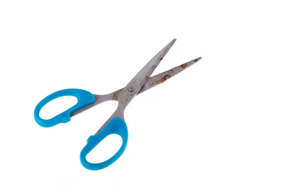 Blue scissors rusty isolated — Stock Photo, Image