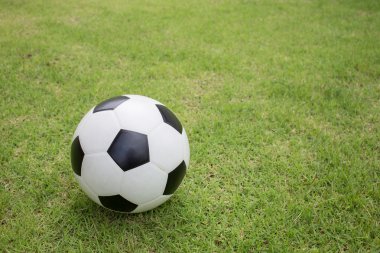 Yeşil çimlerde futbol topu