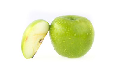 elma meyve su ile izole üzerinde beyaz arka plan damla