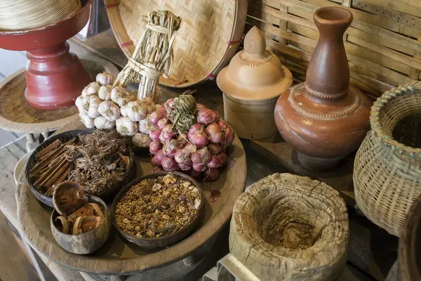 Traditional kitchen thai style with spice and garlic — Stock Photo, Image