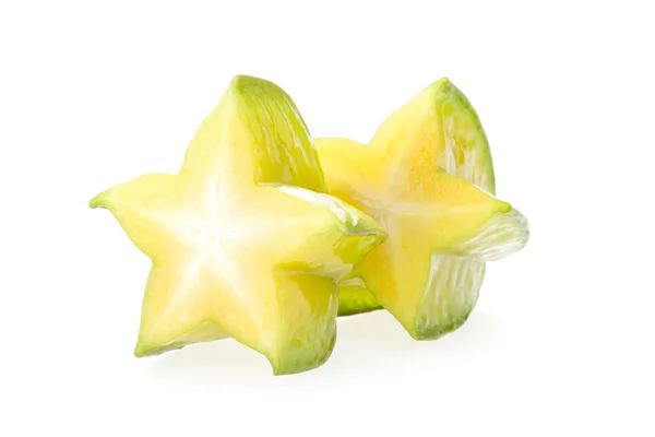 Carambola, frutto stellato isolato su fondo bianco — Foto Stock