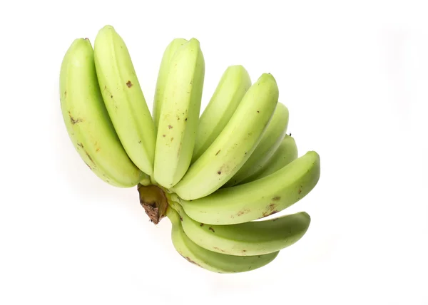 Banana verde crua isolada sobre fundo branco — Fotografia de Stock